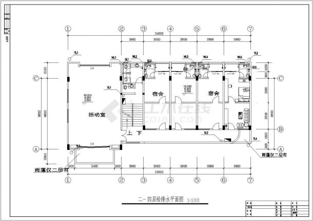 某海鲜养殖中心五层楼给排水施工图-图二