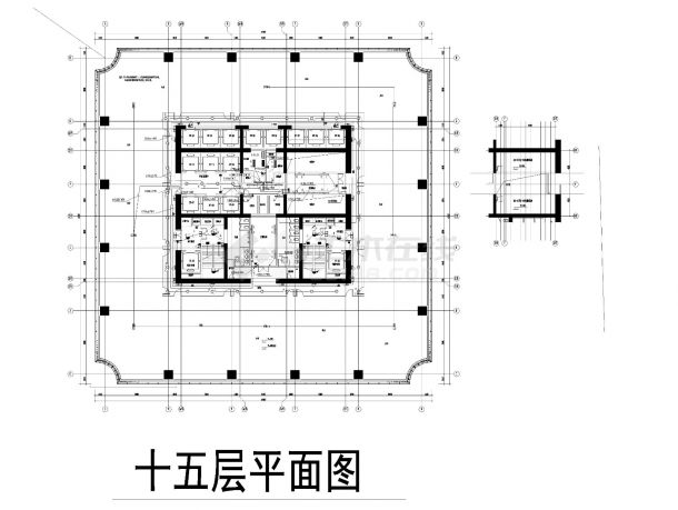 某办公建筑电气十五层照明平面图-图一