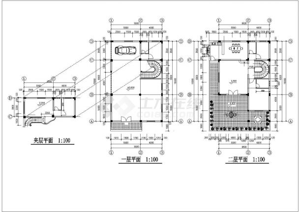 别墅建筑CAD示意图-图二