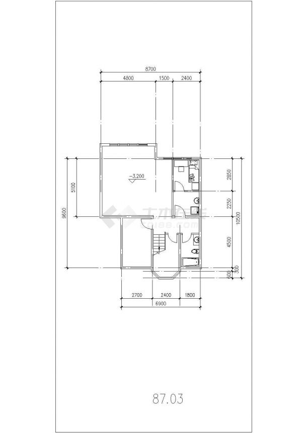 一套小型别墅建筑设计CAD图纸-图二