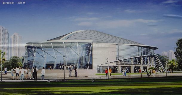 体育馆建筑全套设计CAD施工图带渲染效果图-图一