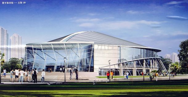 体育馆建筑全套设计CAD施工图带渲染效果图-图二