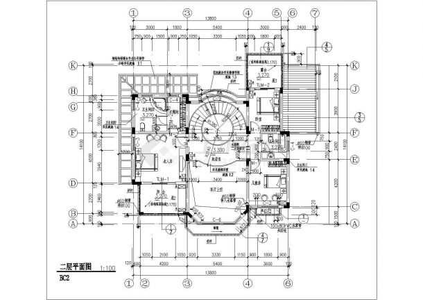 一套别墅样板CAD设计参考图-图二