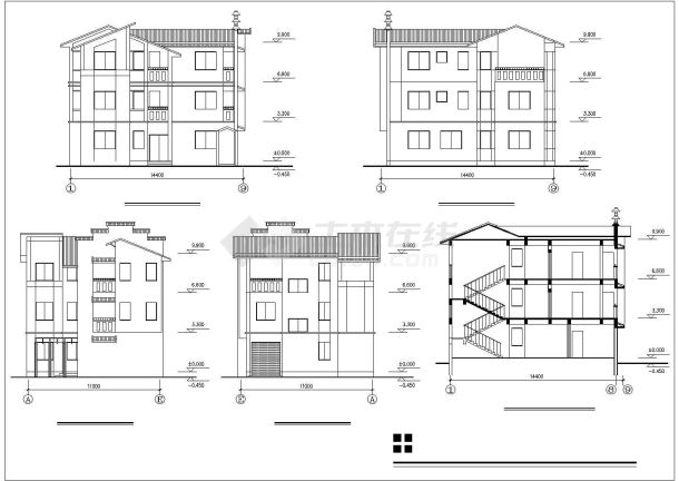 某地村镇小康别墅CAD建筑施工详图-图二