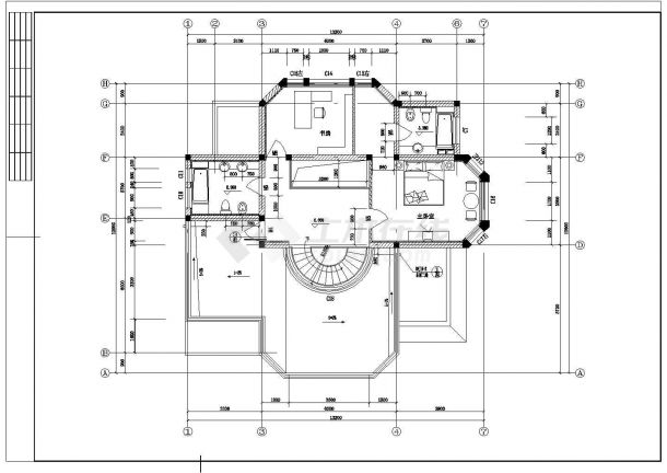 一套庄园别墅CAD建筑施工图-图二