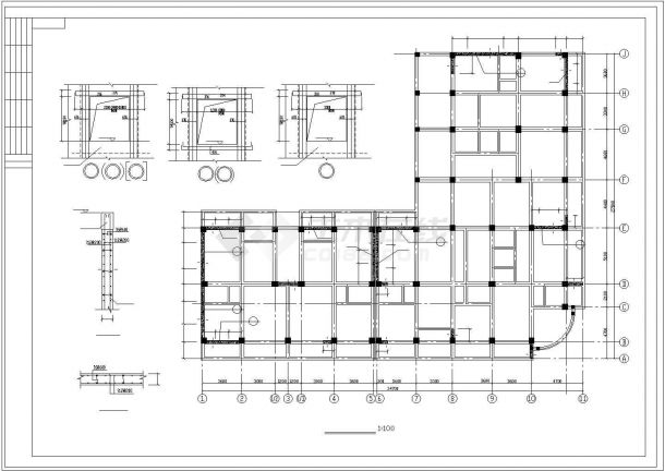 2层底框建筑cad结构施工全套图纸-图二