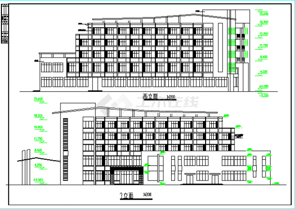 某中学综合楼及宿舍建筑CAD方案设计图-图一