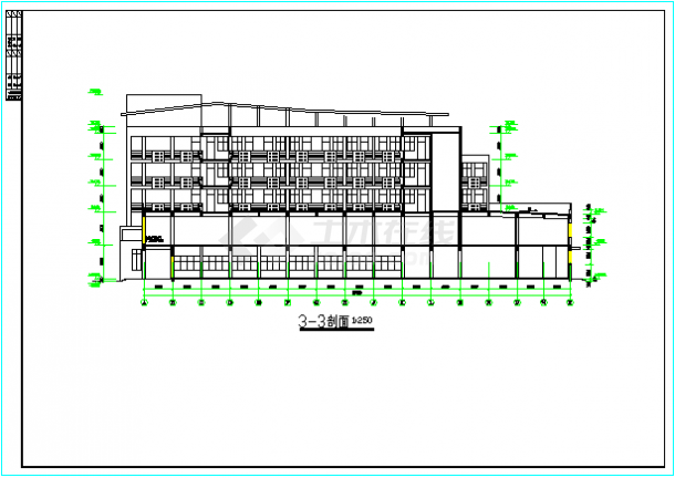 某中学综合楼及宿舍建筑CAD方案设计图-图二