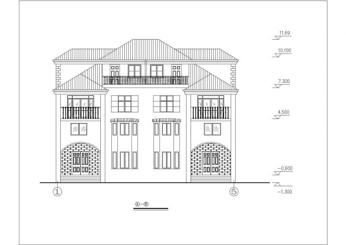 某地小别墅B方案的建筑设计详细图_图1