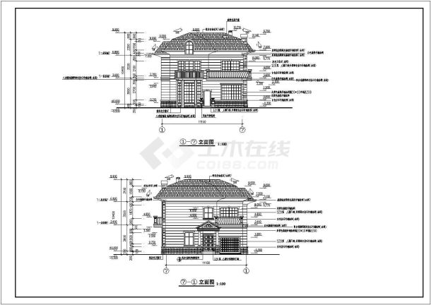 某地小型特色别墅建筑设计的详细图纸-图一