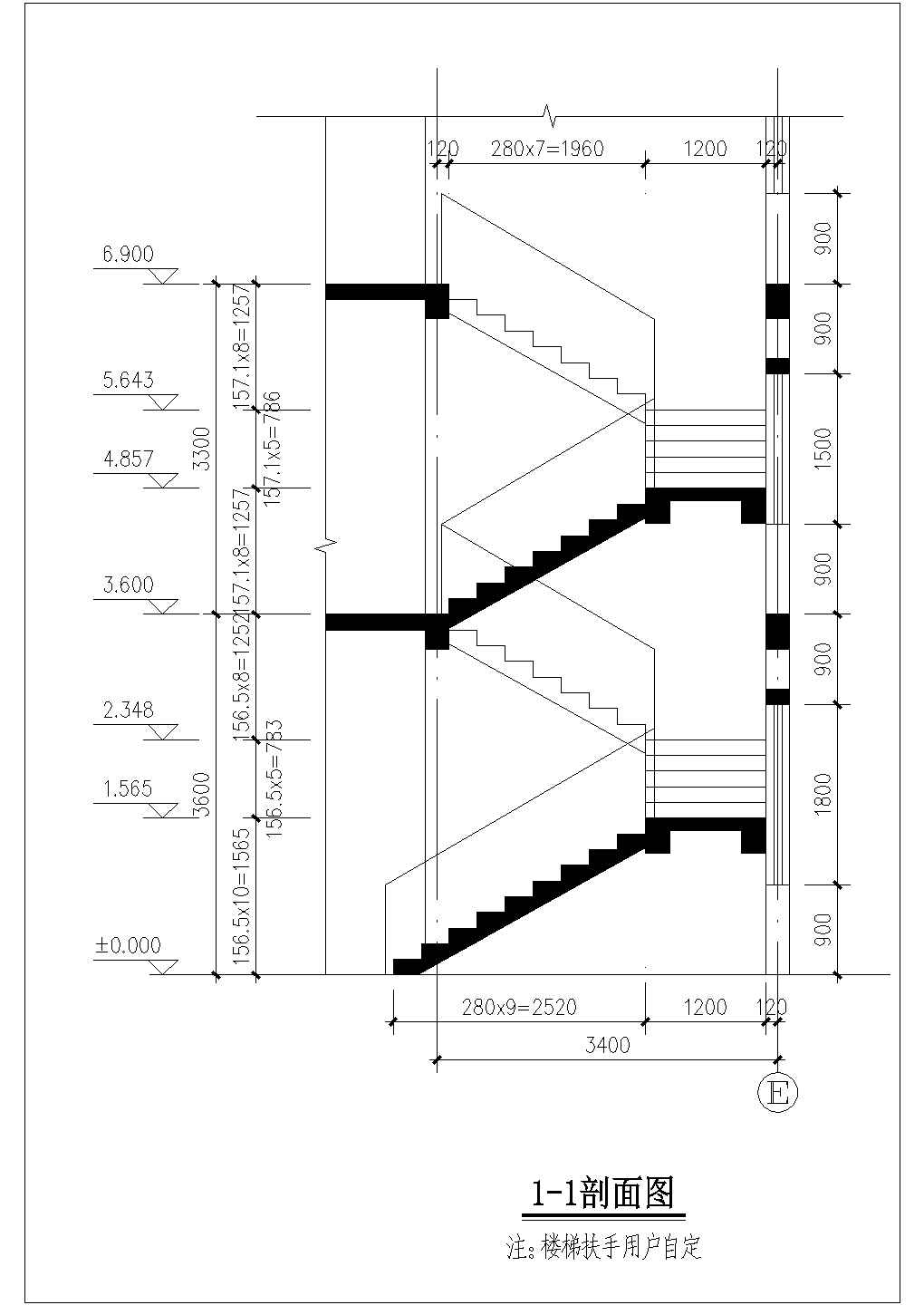 一套单体别墅楼梯二层平面图