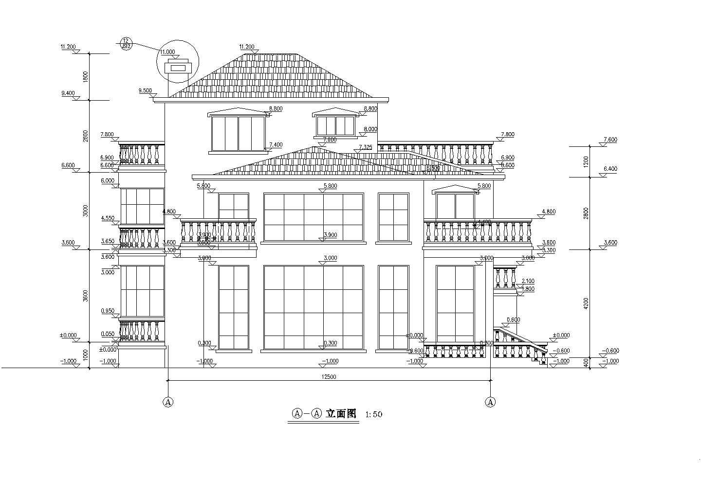 某地小型三号别墅的建筑设计施工图