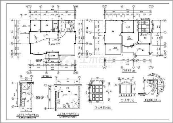 某地一套别墅的详细建筑设计施工图-图二