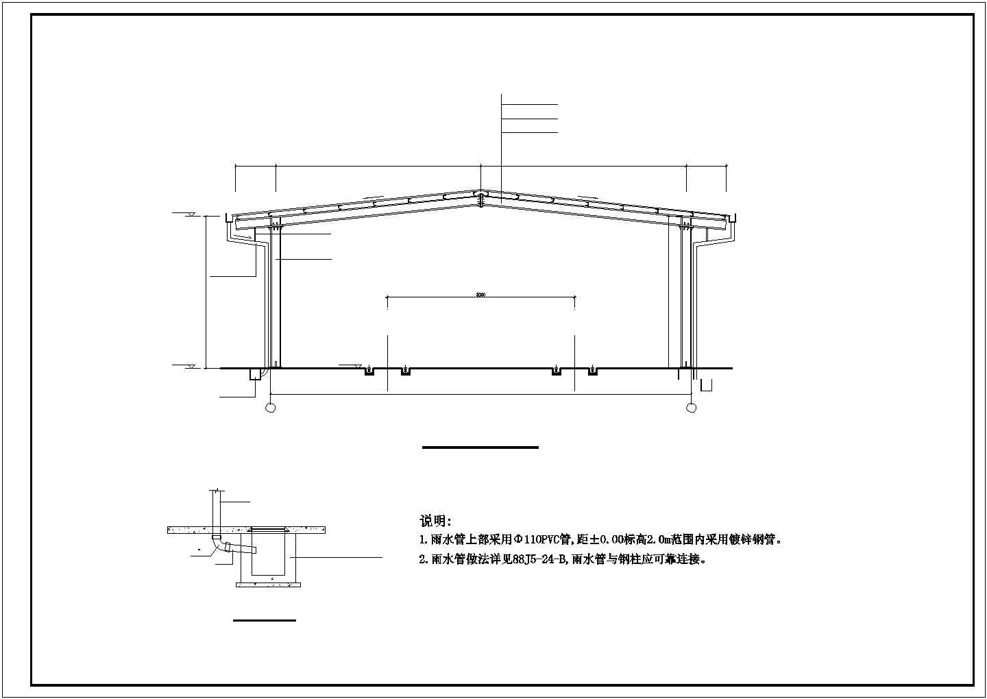 门式钢架车棚结构设计CAD参考图