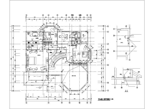 钢结构别墅建筑CAD图-图二