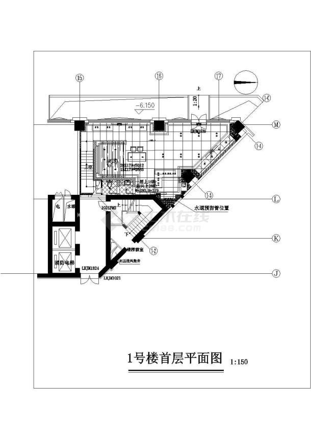 竹叶青北京论道馆平面精细建筑施工图-图一