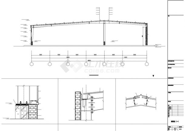单层单山双跨刚架结构厂房结构图-图二