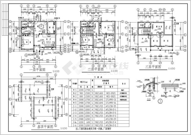 某市某三层特色吊角住宅楼建筑图-图二