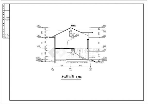 同升山庄C区B标准型别墅建筑设计CAD施工图-图一