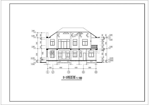 同升山庄C区B标准型别墅建筑设计CAD施工图-图二