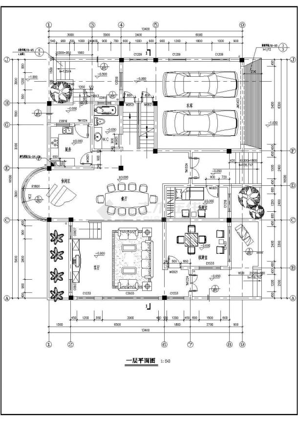 独立别墅全套建筑设计CAD施工图-图二
