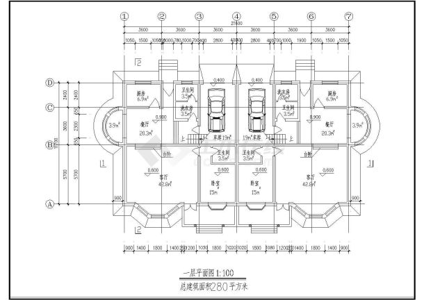 怡景园连体别墅建筑设计图纸（含效果图）-图一