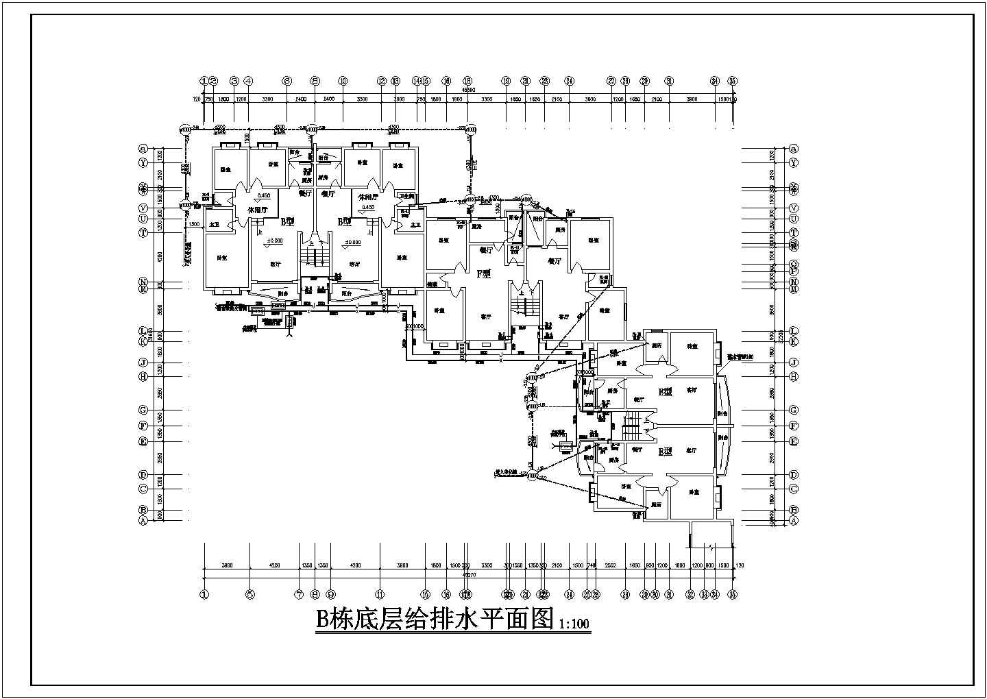 重庆某居民住房排水管道系统图