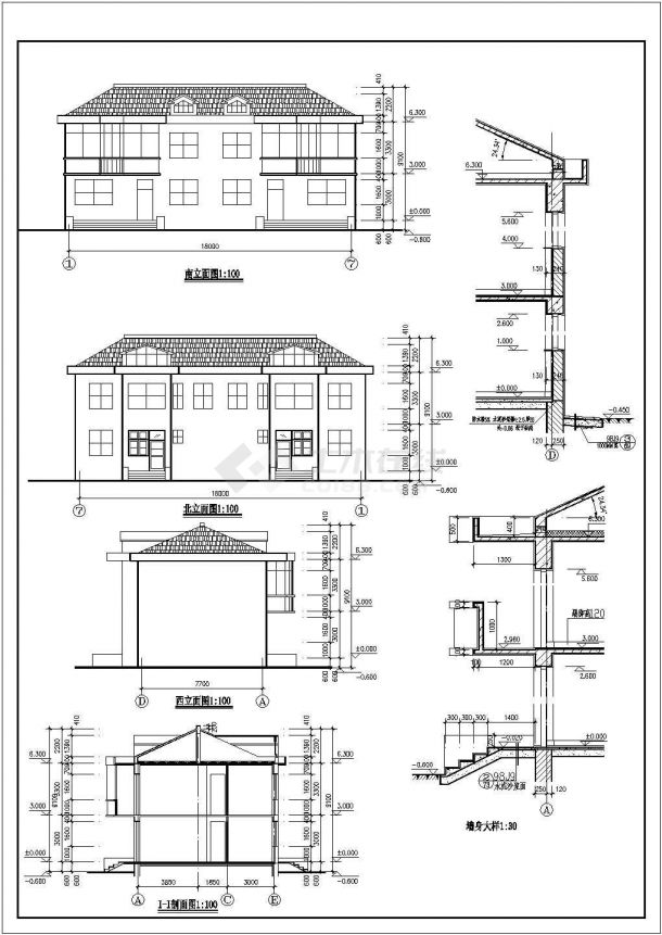 办公别墅全套建筑设计CAD施工图纸-图二