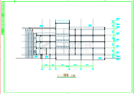 某校图书馆建筑施工CAD设计图-图一
