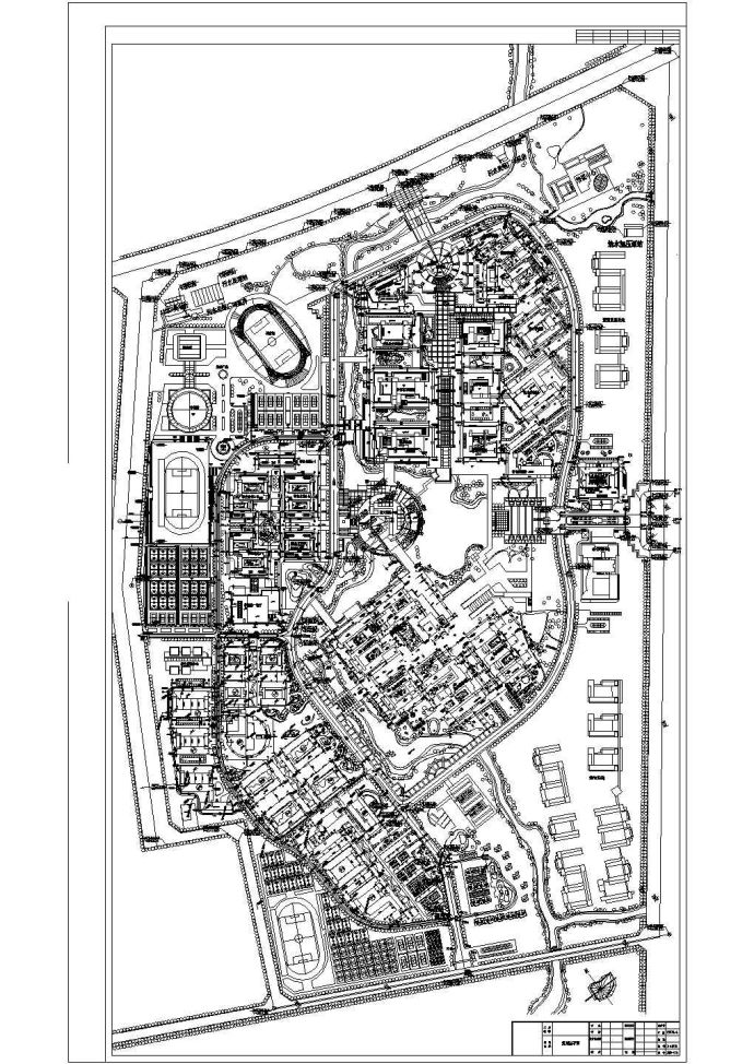 某校区建筑设计施工CAD规划平面图_图1