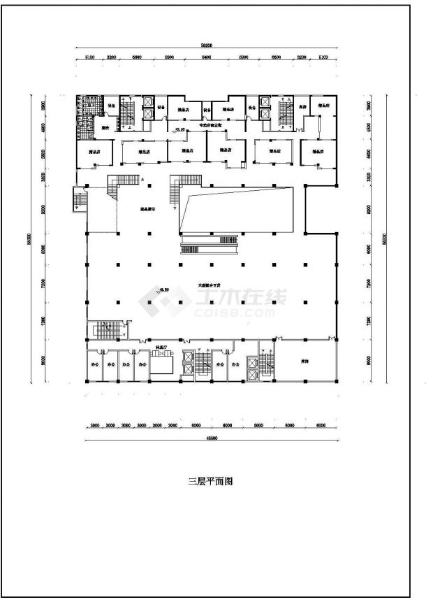 青岛市某经典大型商场建筑方案CAD布置图-图一