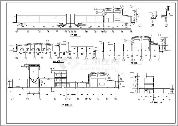 某地区大型混凝土主车间建筑结构CAD布置图-图二