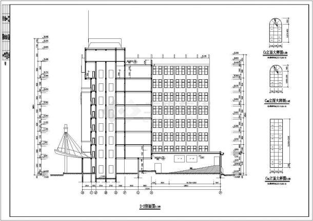 学校综合楼全套设计施工CAD建筑图-图二