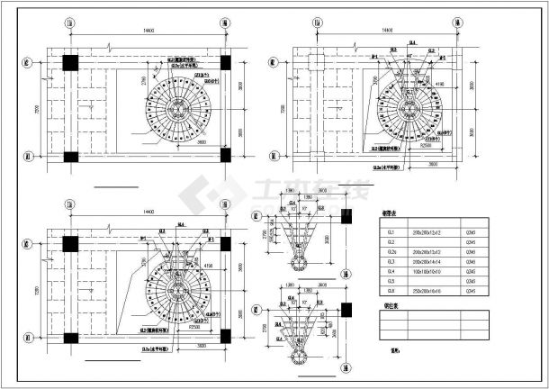 某钢旋转楼梯结构节点构造设计施工CAD图纸-图一