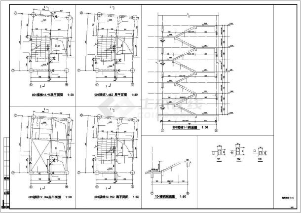 某工程楼梯节点构造设计施工CAD图纸-图二