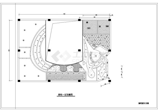 青岛市某酒吧设计装修施工CAD布置图-图二
