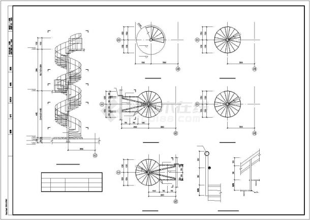 钢结构螺旋楼梯及直跑楼梯节点详图-图一