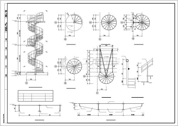 钢结构螺旋楼梯及直跑楼梯节点详图-图二