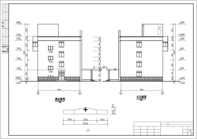 某县医院四层住院部大楼建筑设计cad方案图_图1