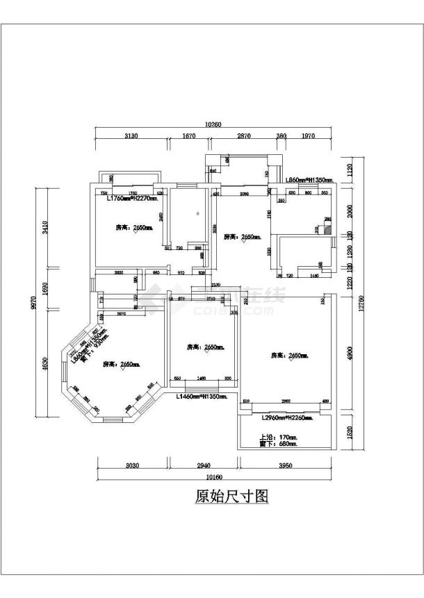 某地区小型三居室平面设计图（共5张）-图二