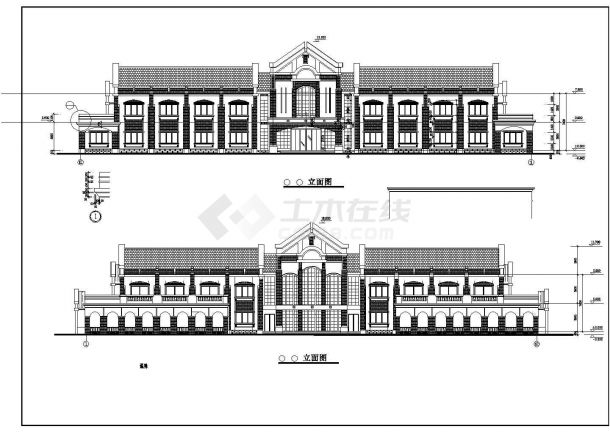 某地二层宾馆的建筑设计平立面施工图-图一