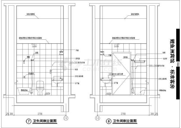 某地鲤鱼洲宾馆高级套房建筑设计图-图二