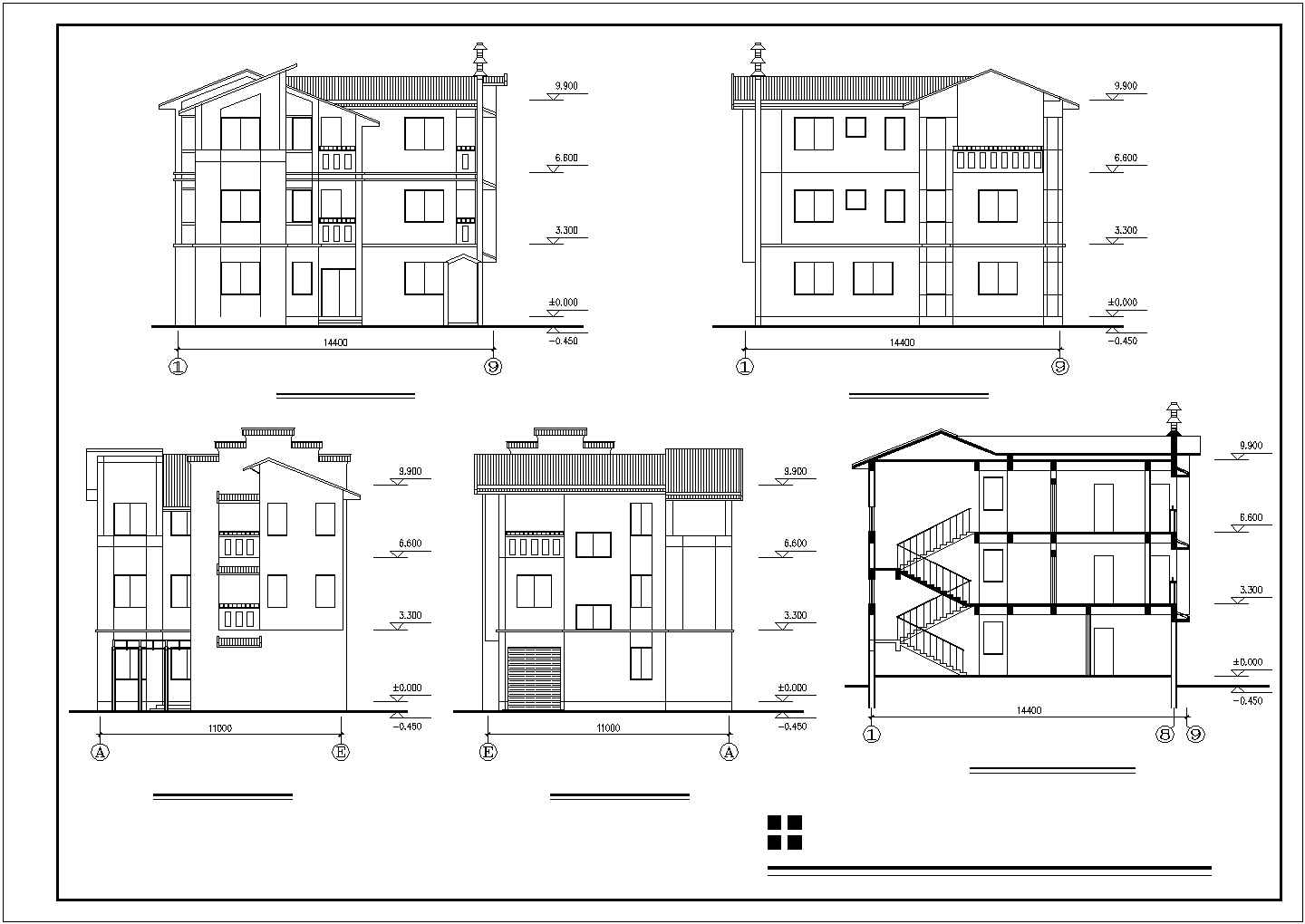 某3层新农村别墅设计图（共3张）