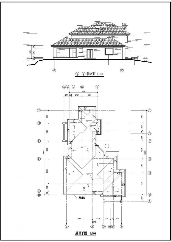 石首市某生态园别墅建筑施工CAD布置图_图1