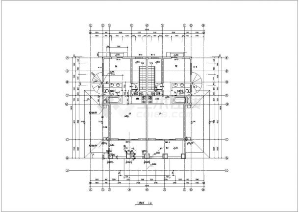 双拼别墅建筑CAD设计图-图二