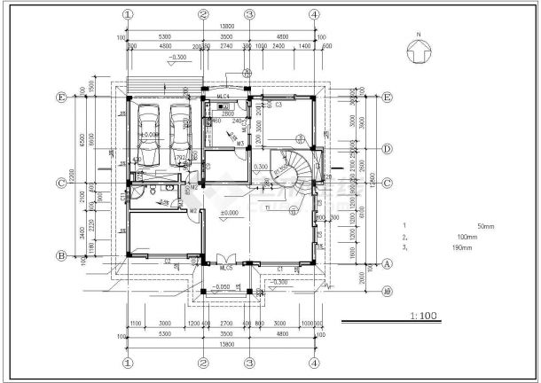 某三层欧式独栋别墅建筑施工图（2栋）-图二