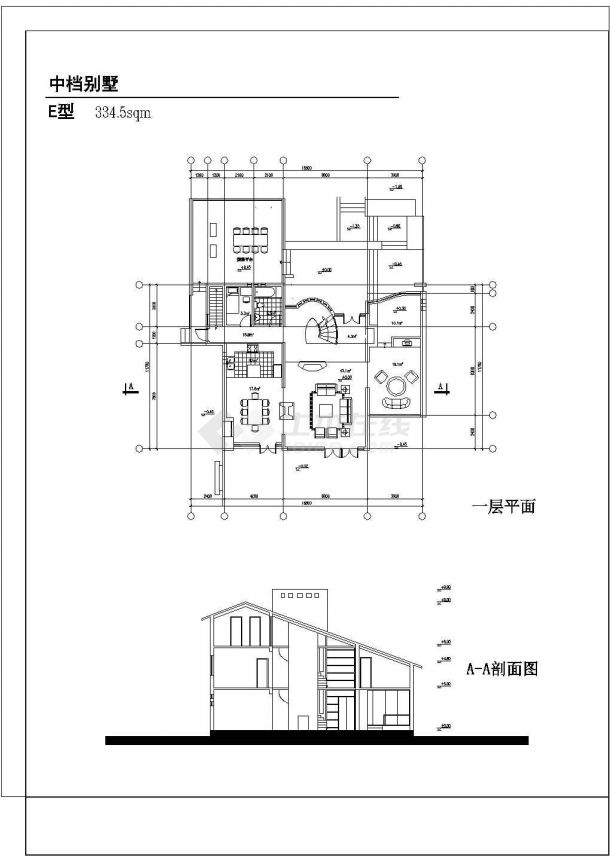 中高档别墅CAD施工示意图-图一