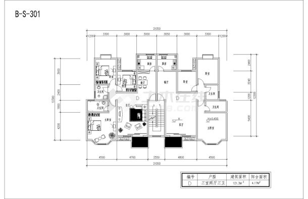 某大型的多层砖混户型平面布置图-图一