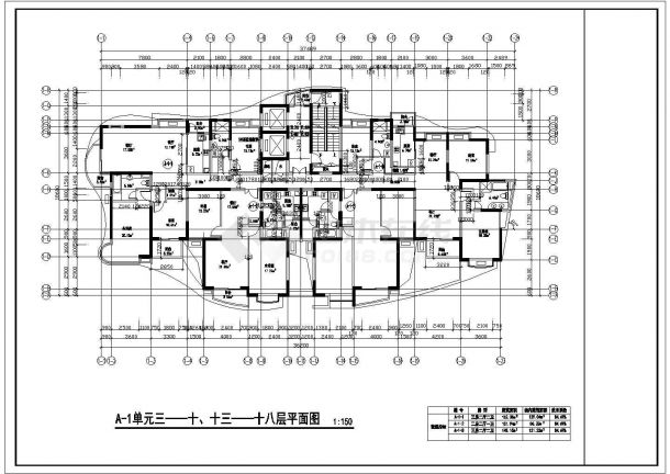 某城市住宅建筑高层户型平面设计图-图二