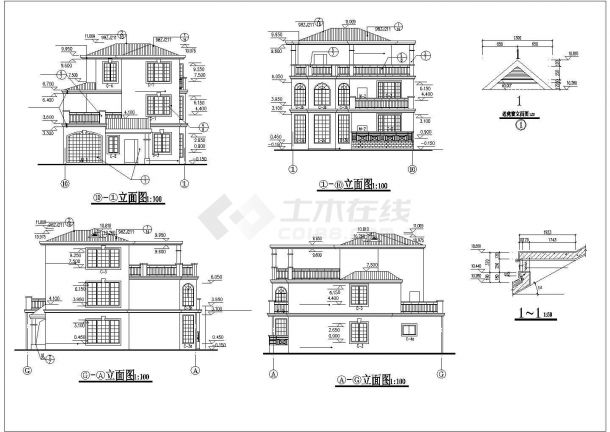 某别墅建筑设计图（共4张）-图二